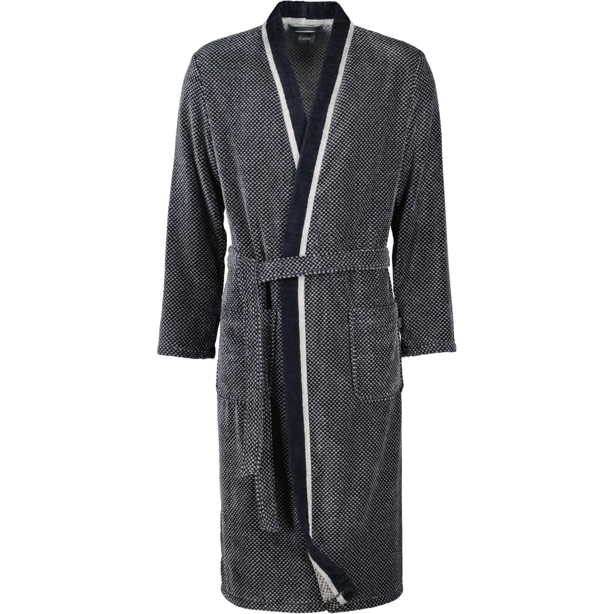 Cawö Bademäntel Herren Kimono 4839 silber-schwarz - 79