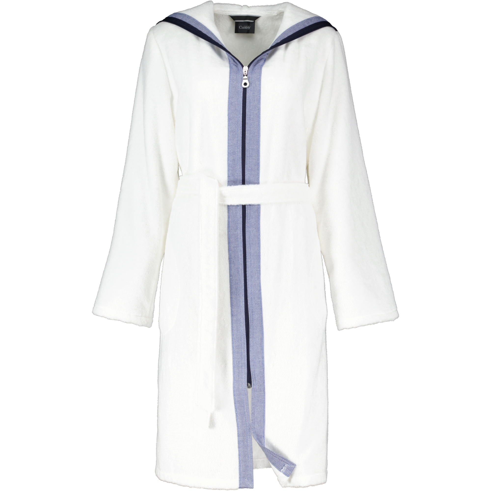 Cawö Bademäntel Damen Reißverschluss Breton 6598 weiß - 600