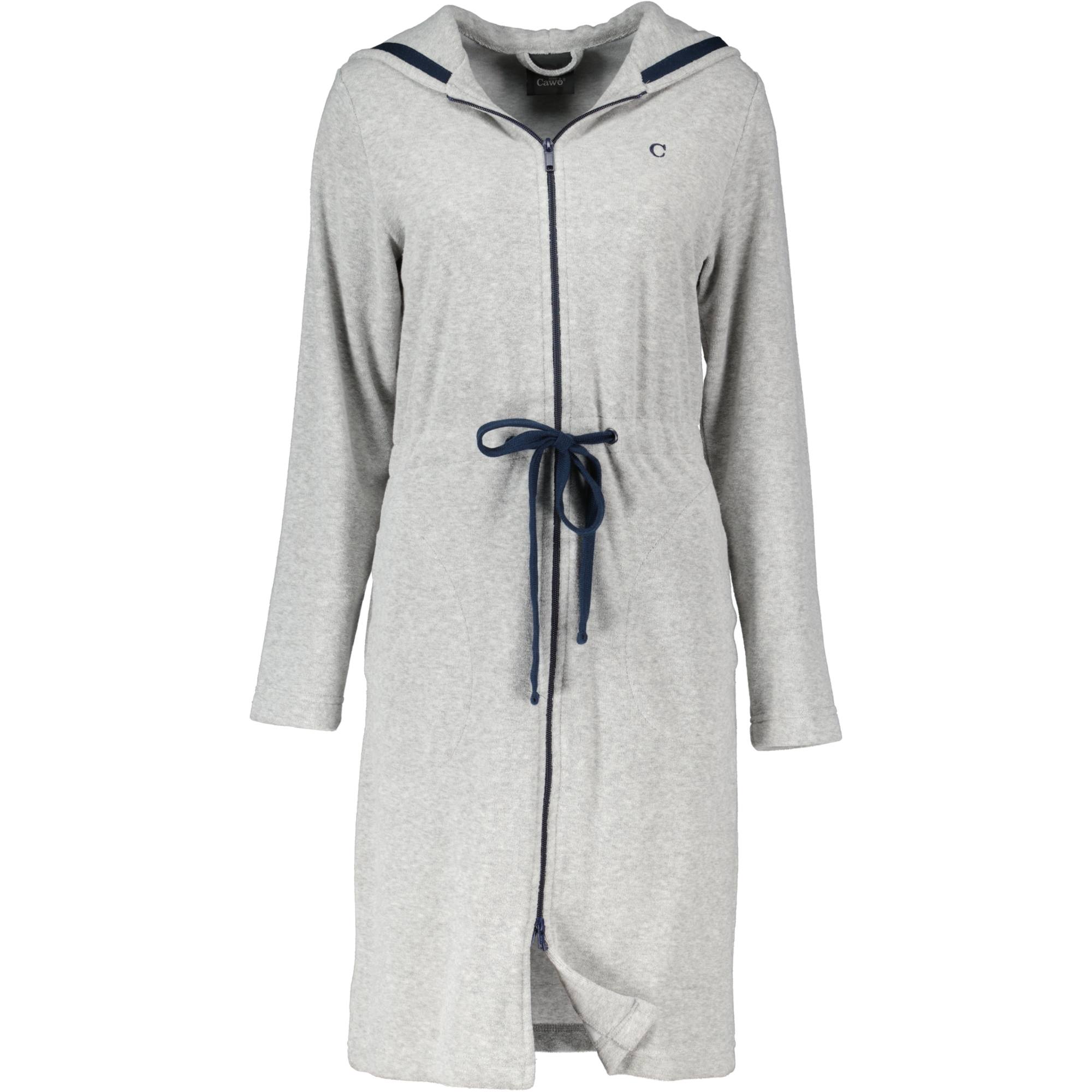 Cawö Home Bademäntel Damen Kurzmantel mit Kapuze Active 821 grau-melange-navy - 71