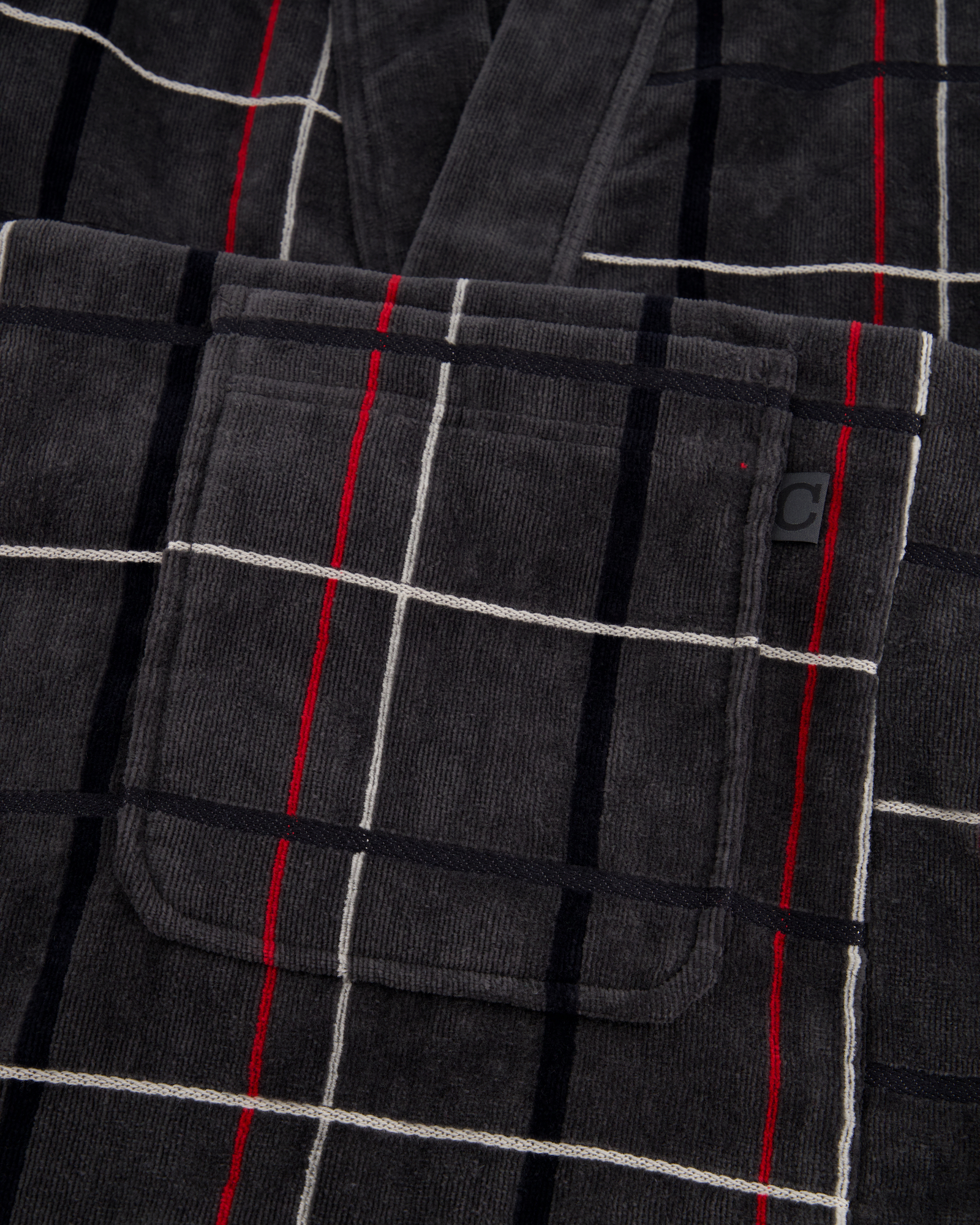 Cawö Herren Bademantel Kimono 4853 - Farbe: anthrazit-rot - 79 - S
