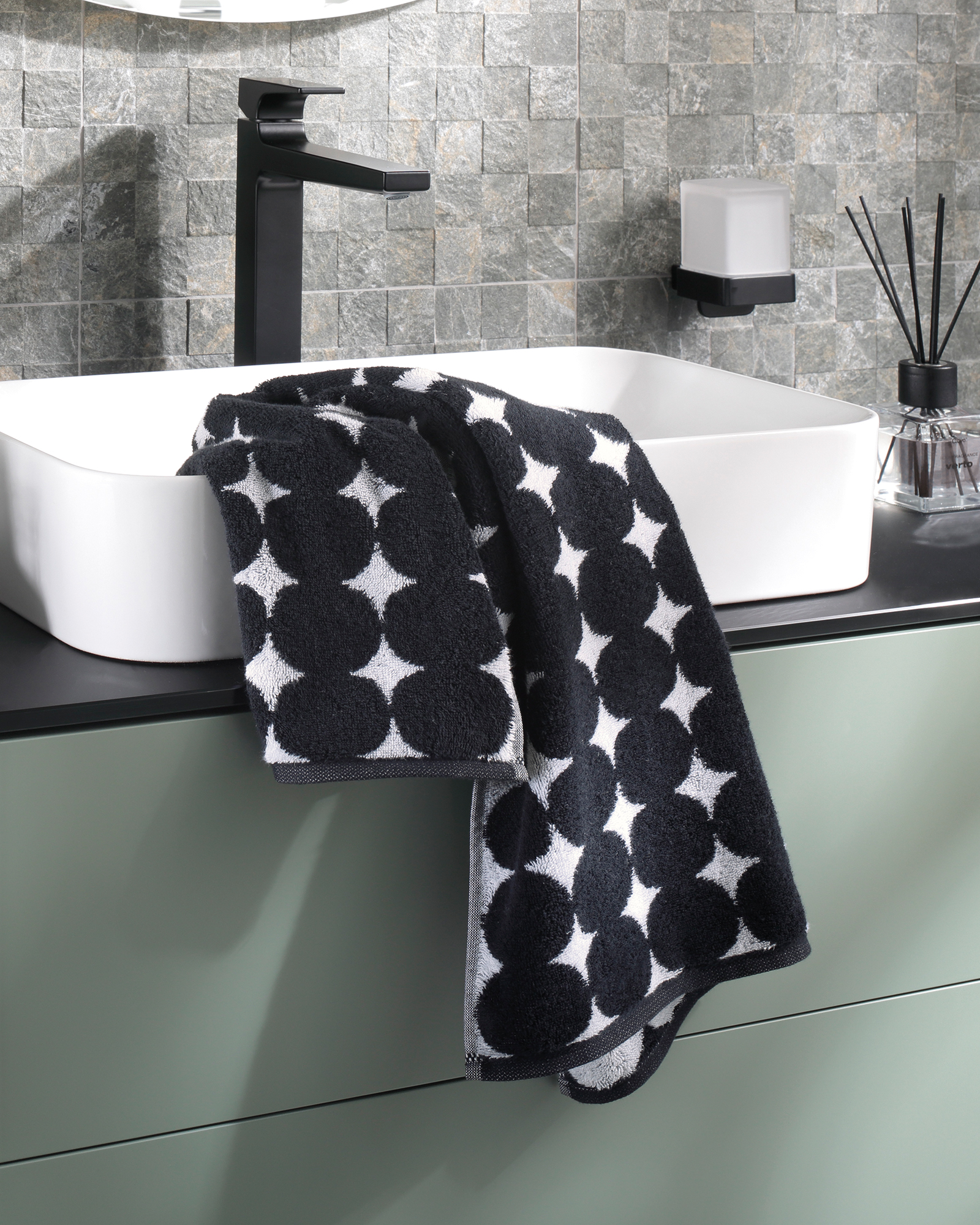 Cawö Handtücher Black&White Bubbles 6279 schwarz/weiß - 96