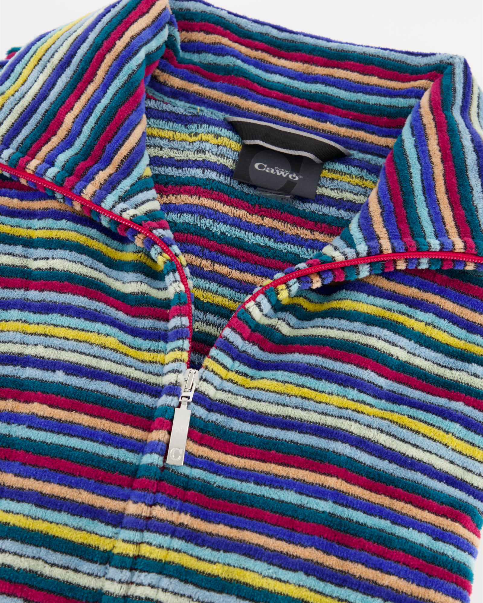 Cawö Bademäntel Damen Reißverschluss mit Tunnelgürtel Streifen 6218 multicolor - 12 - S