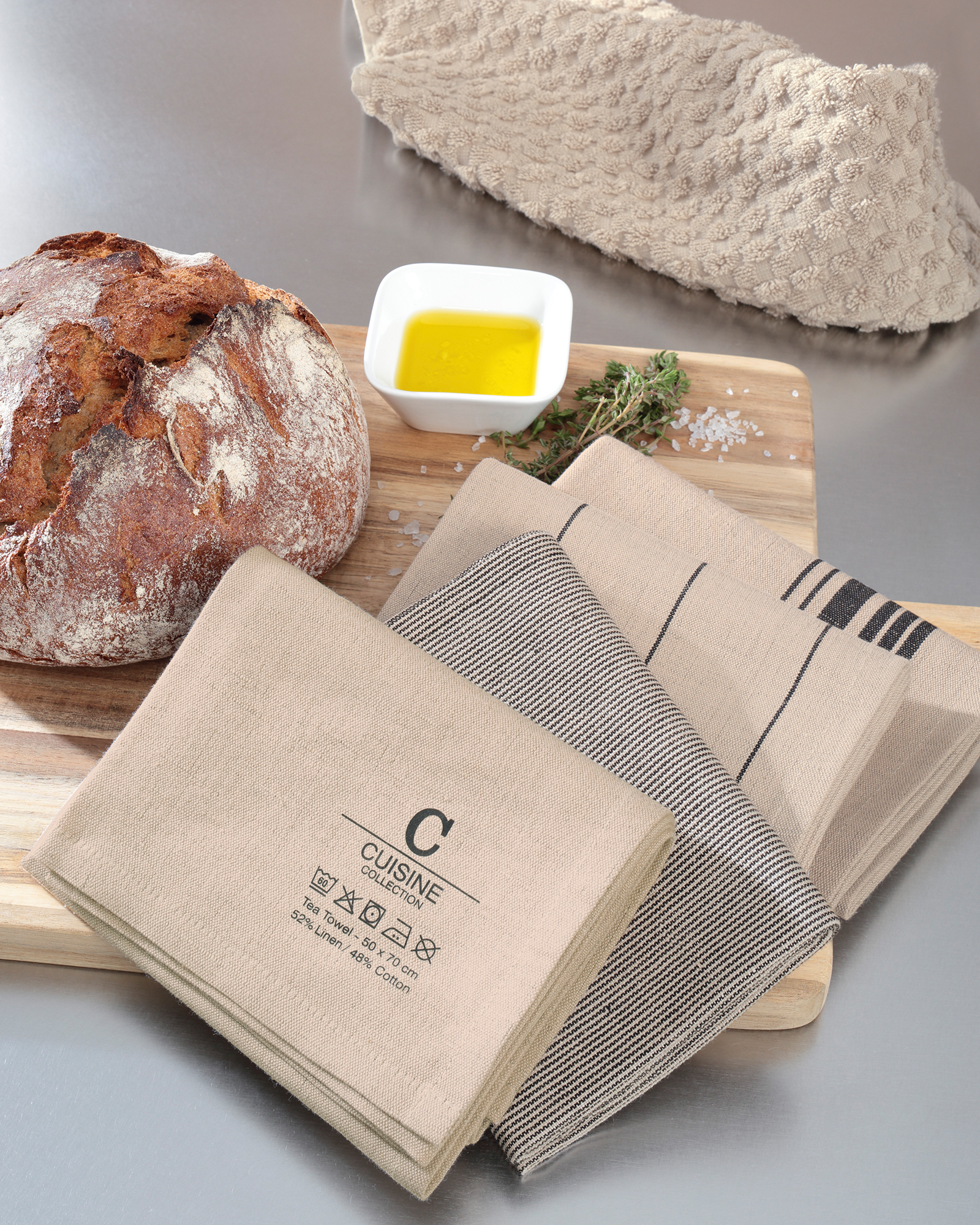 Cawö Home Geschirrtücher Cuisine Nature Streifen 532 leinen - 30 - 50x70 cm