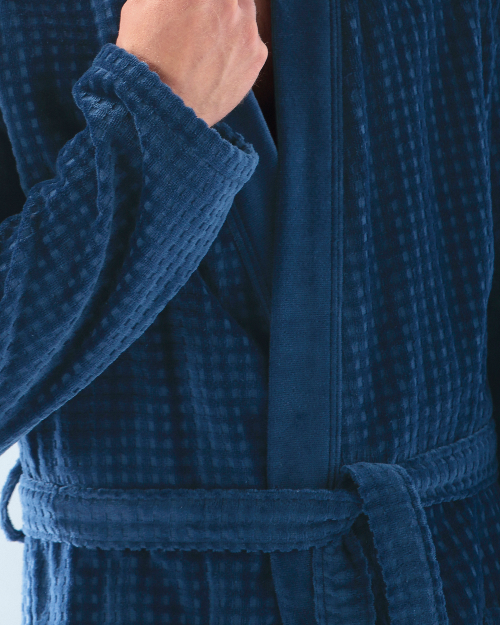 Cawö Herren Bademantel Kimono 3714 - Farbe: saphir - 166 - XL