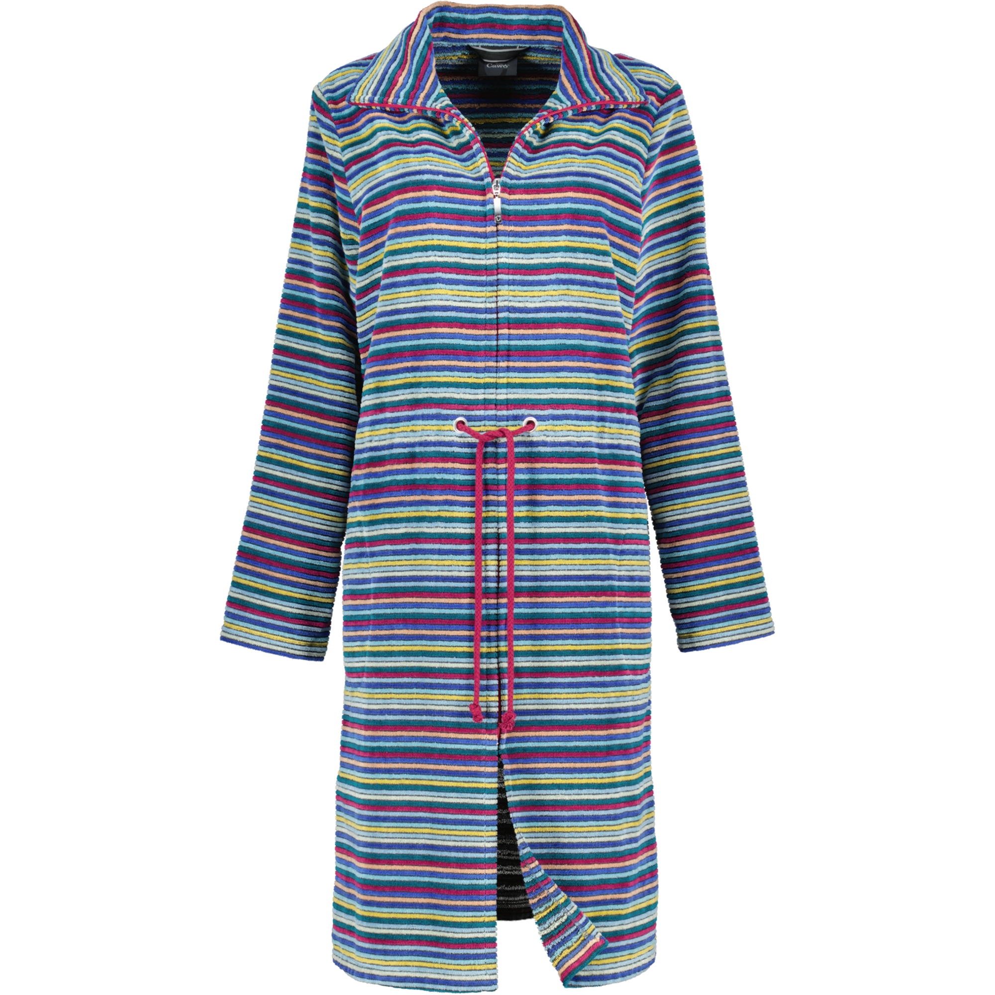 Cawö Bademäntel Damen Reißverschluss mit Tunnelgürtel Streifen 6218 multicolor - 12 - S