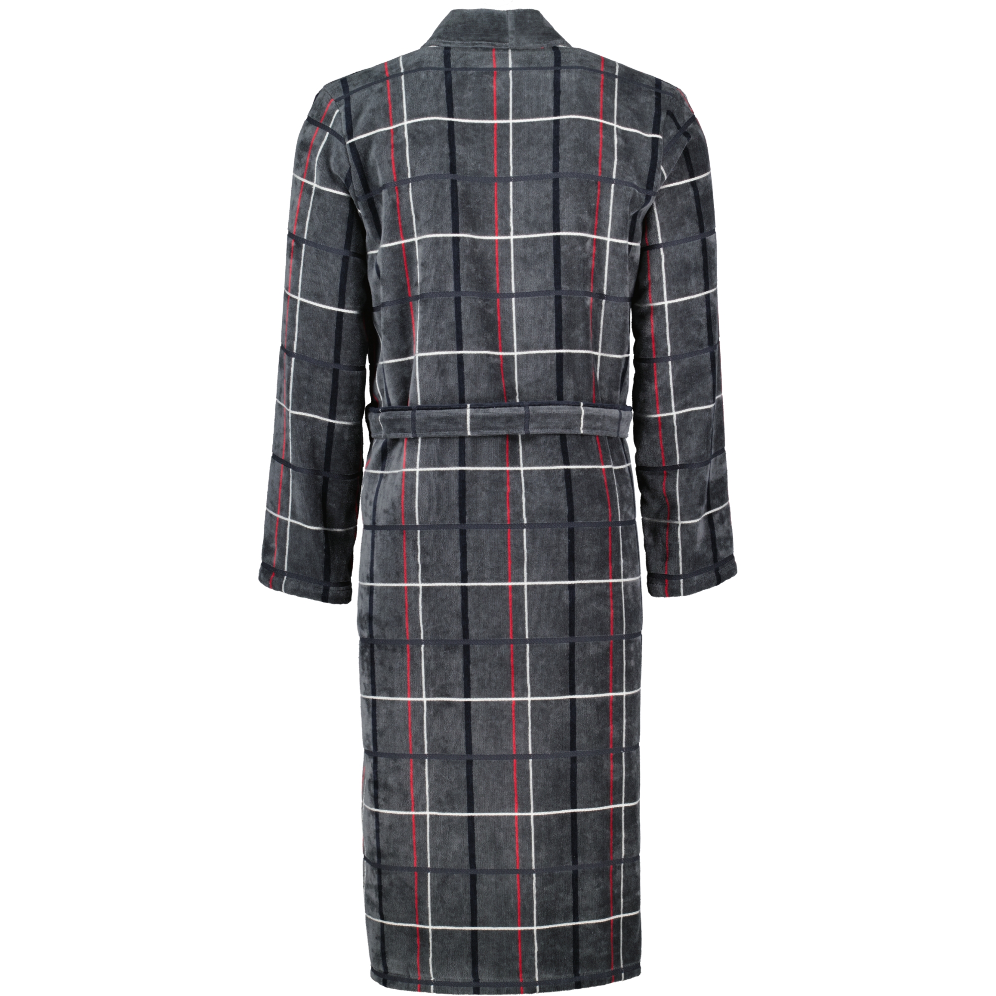 Cawö Herren Bademantel Kimono 4853 - Farbe: anthrazit-rot - 79 - S