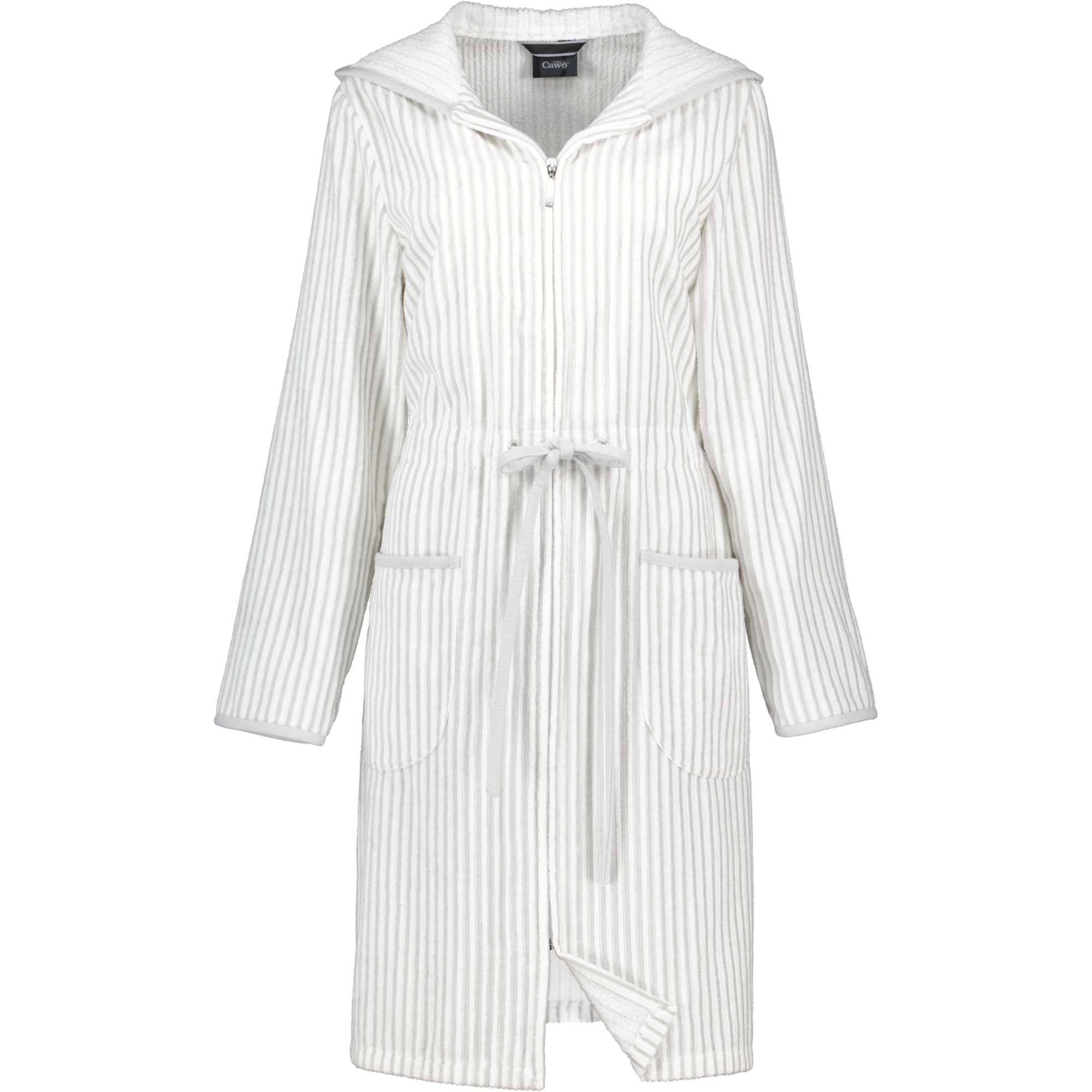 Cawö Bademäntel Damen Reißverschluss 6416 weiss-silber - 76