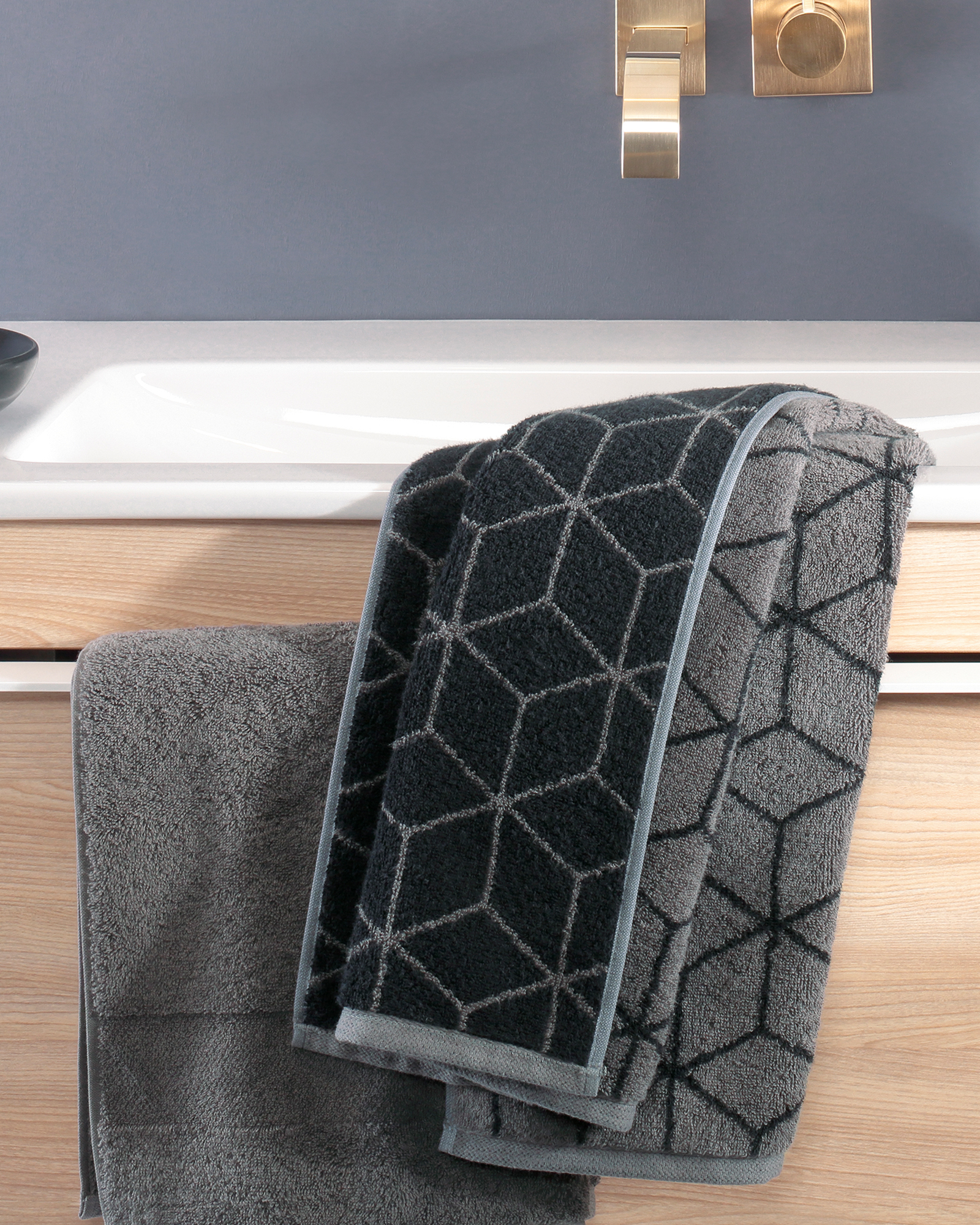 Villeroy & Boch Handtücher Coordinates Carré 2557 - Farbe: graphite - 79 - Duschtuch 80x150 cm