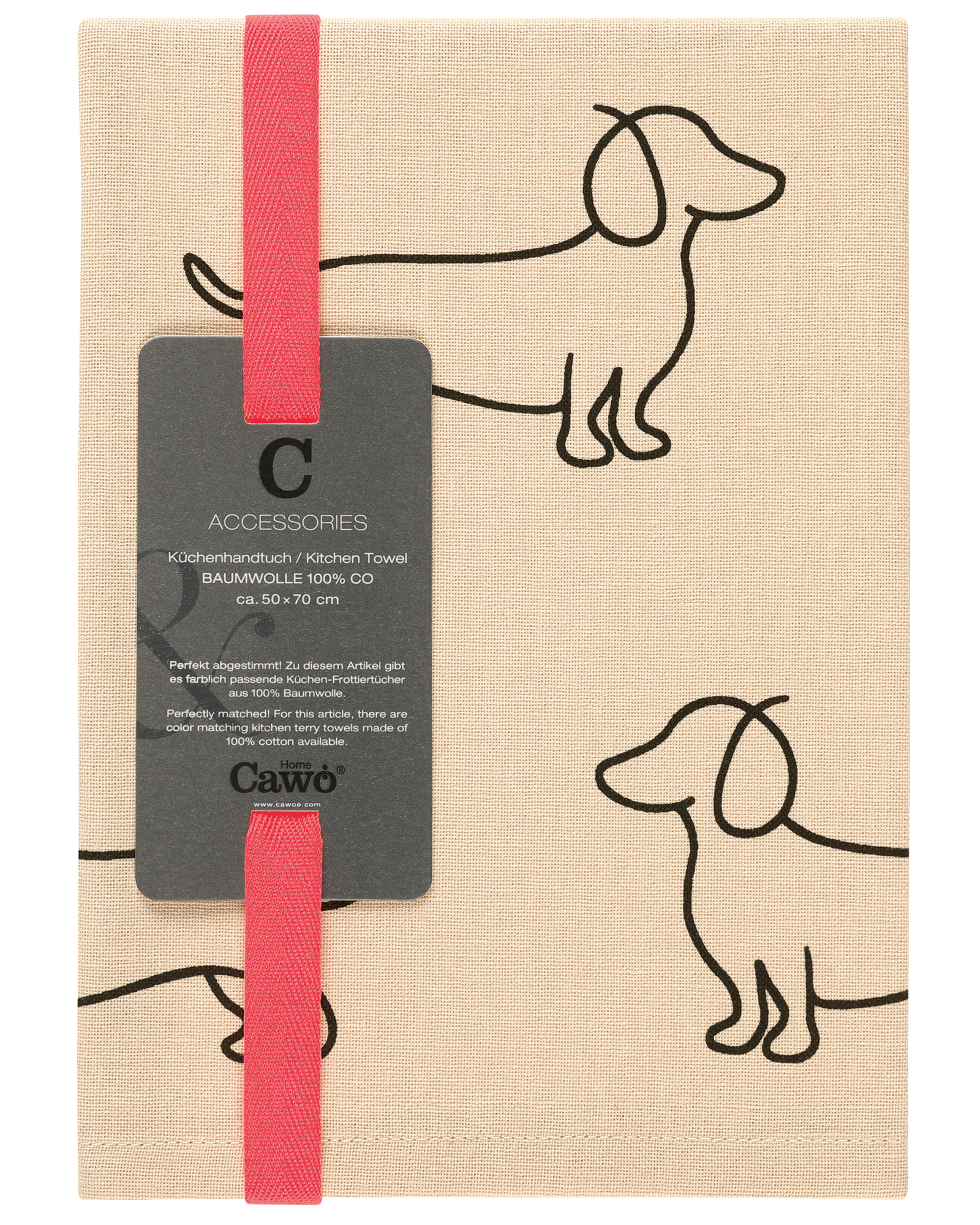 Cawö Home Geschirrtücher Cuisine WE LOVE DOGS 6246 schwarz/beige - 93 - 50x70 cm