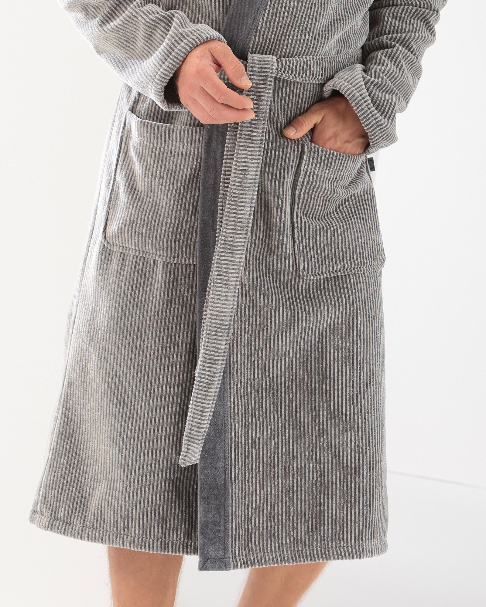 Cawö Bademäntel Herren Kimono Luxury Home 5840 stein - 37