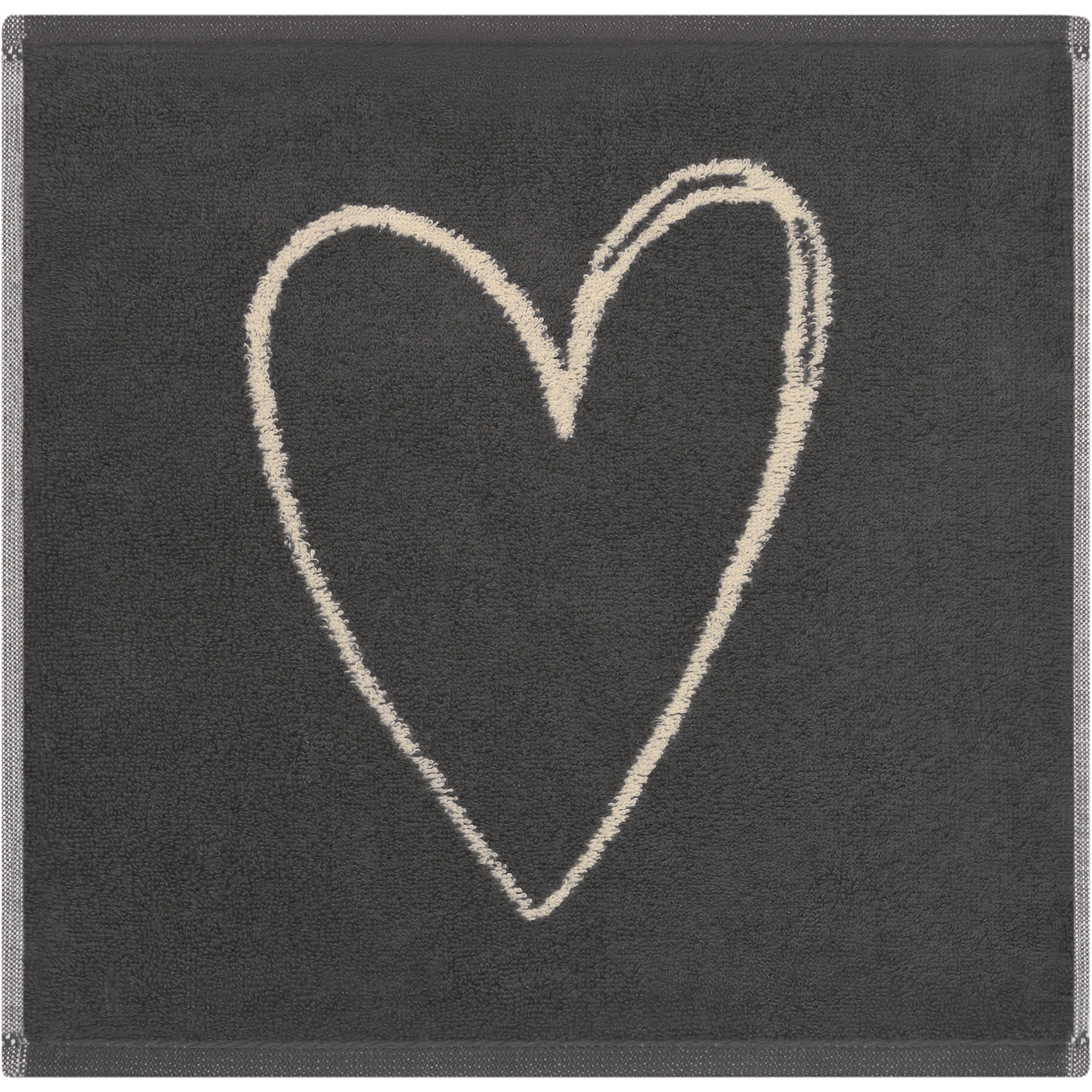 Cawö Seiftücher Heart Beats You & Me 6285 3er Set natur/basalt - 37 - Seiflappen 30x30 cm