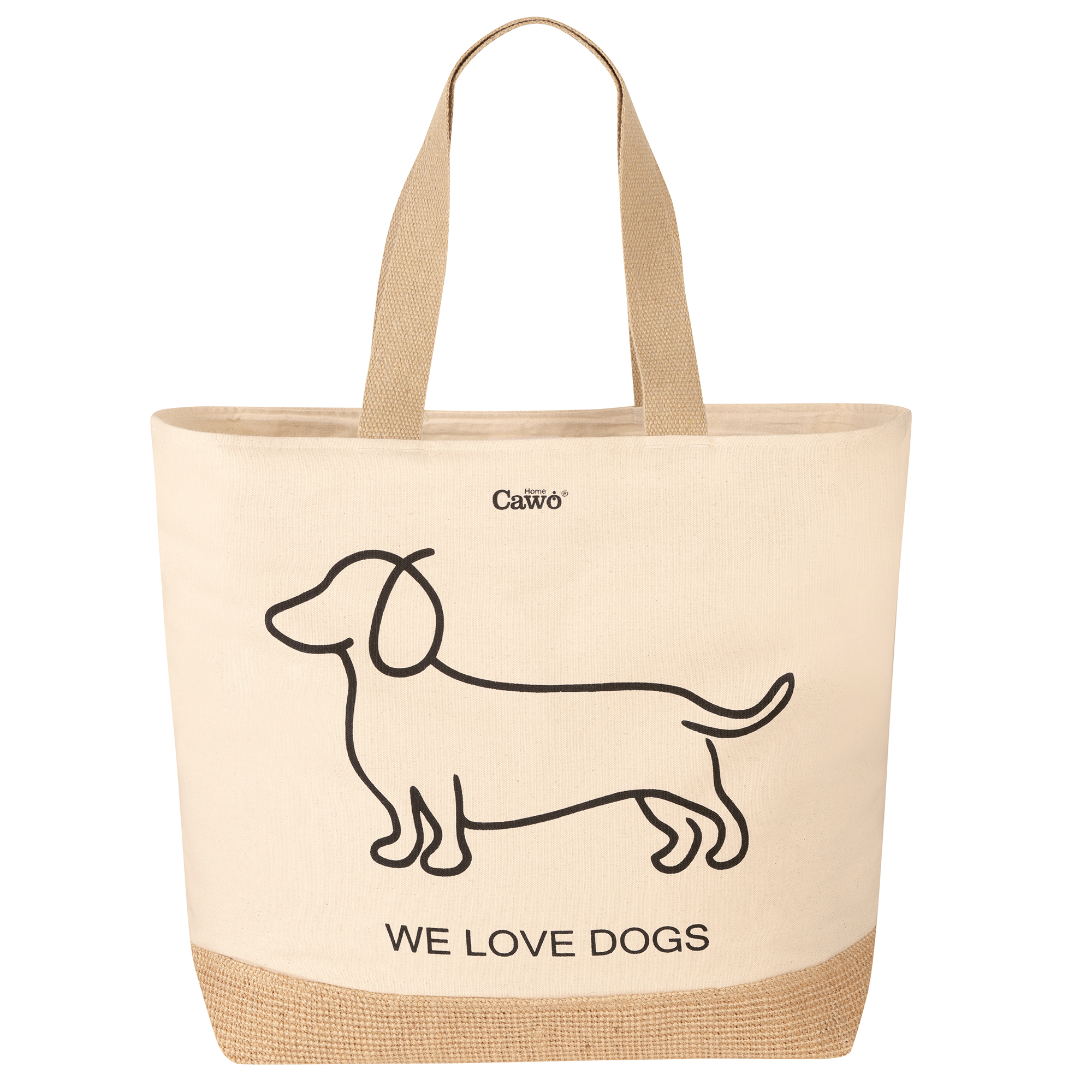 Cawö Home Beachbags WE LOVE DOGS Companion 55701 natur/schwarz - 39 - 40x55 cm