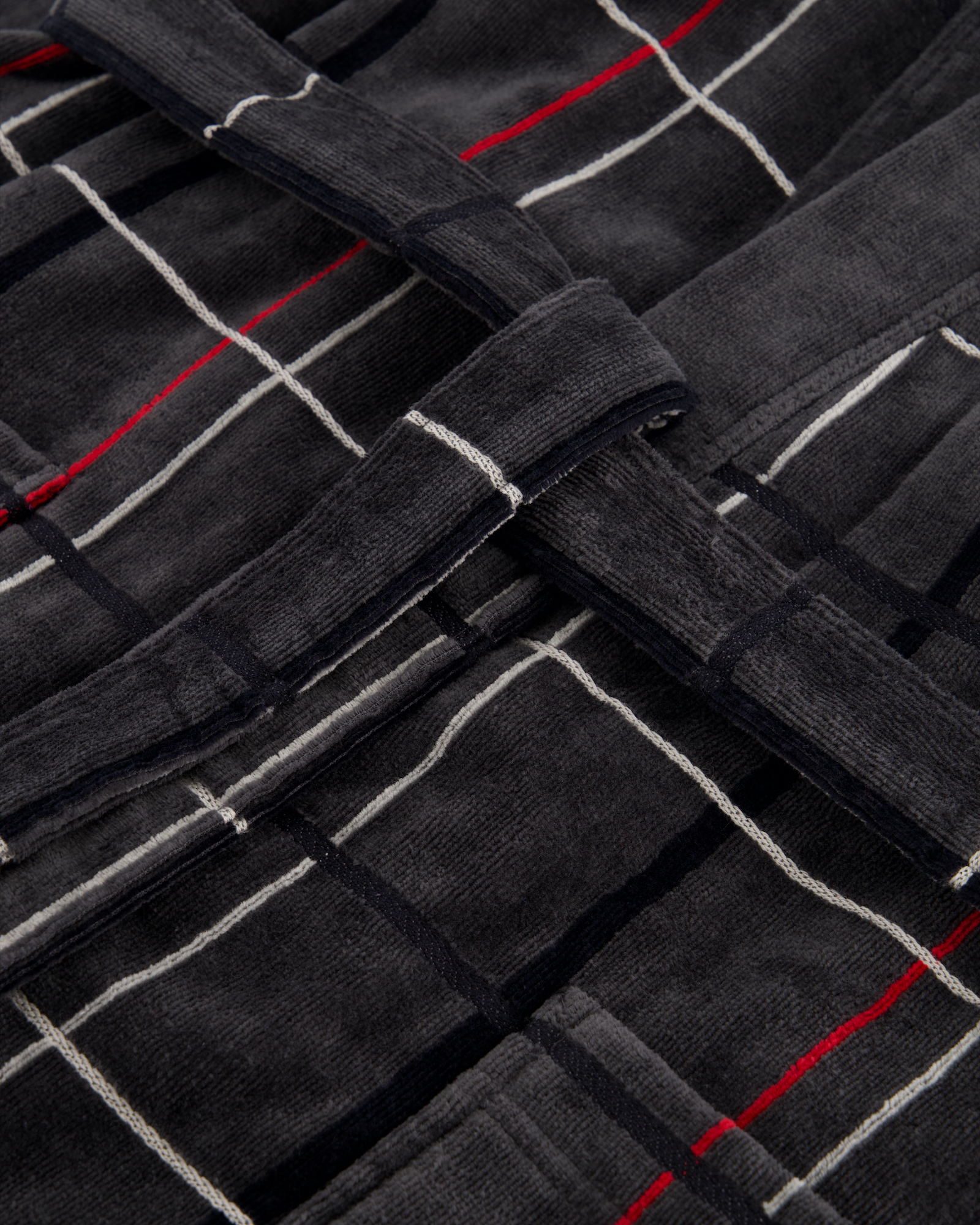 Cawö Herren Bademantel Kimono 4853 - Farbe: anthrazit-rot - 79 - S