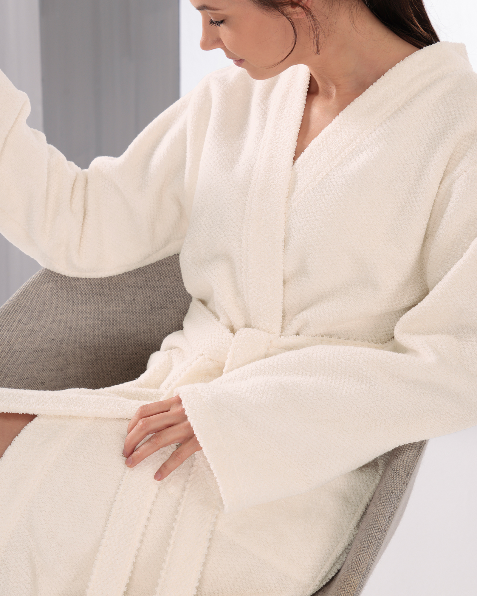 Cawö Damen Bademantel Pure 5222 - Farbe: natur - 356