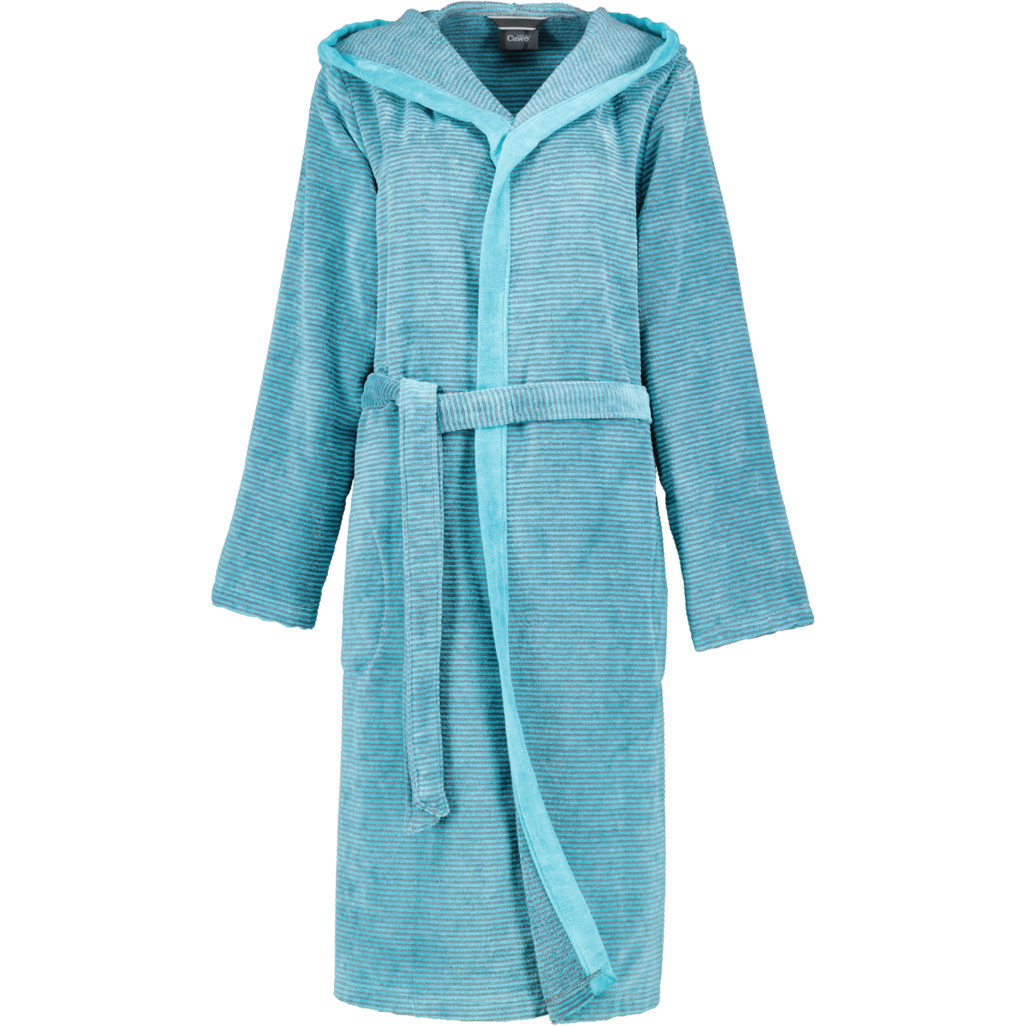 Cawö - Damen Bademantel Two-Tone Kapuze 6425 - Farbe: türkis - 47 - M