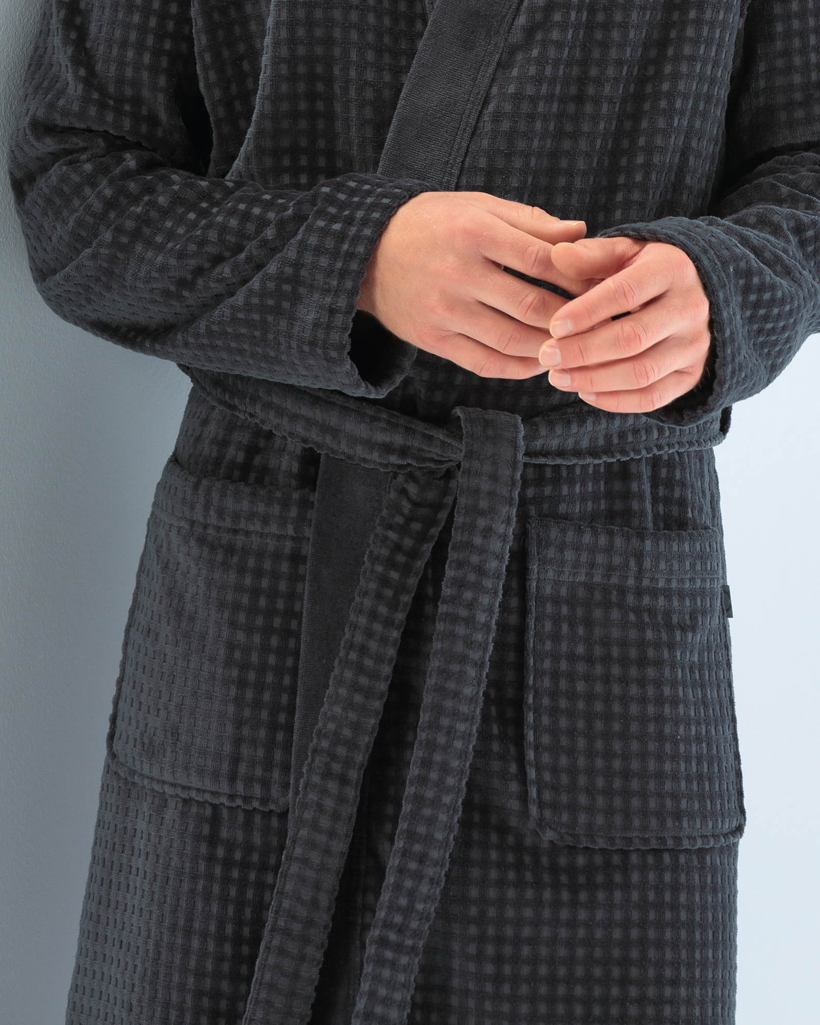 Cawö Bademäntel Herren Kimono 3714 anthrazit - 774