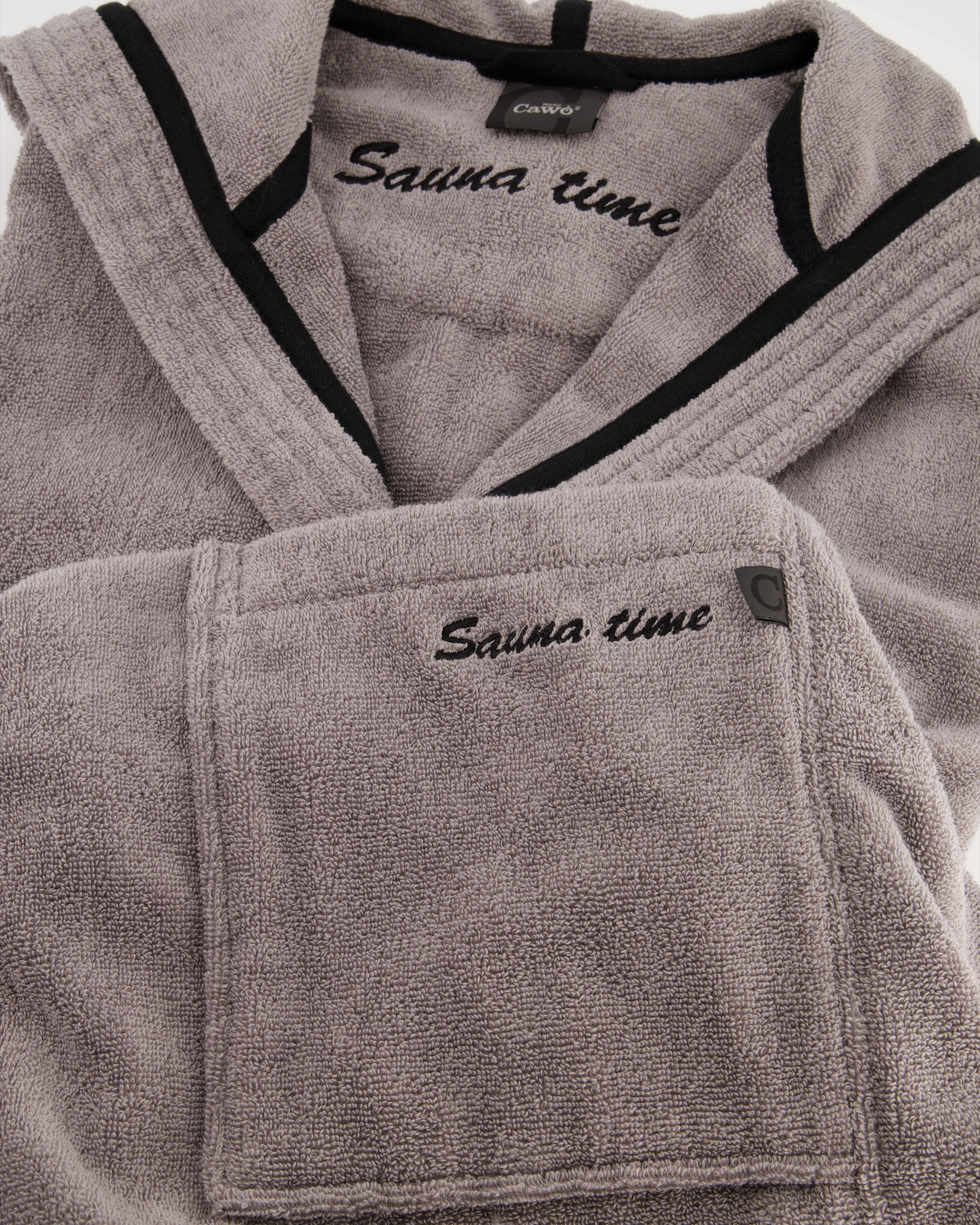 Cawö Home Bademantel Sauna Time Herren Kapuze 833 - Farbe: stein - 79 - L
