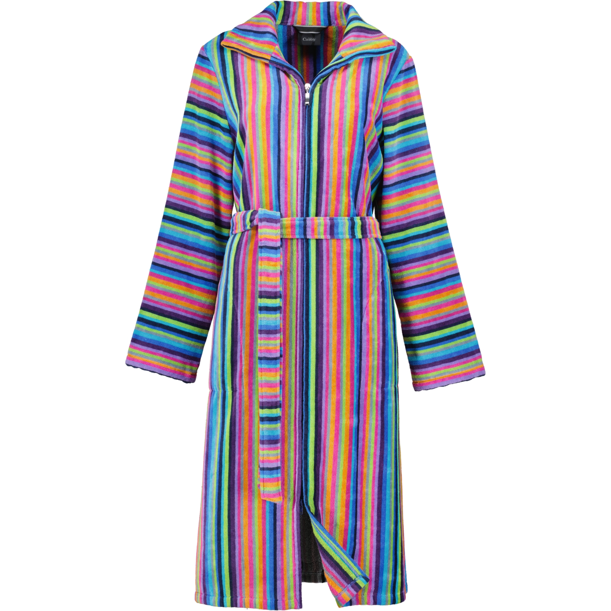 Cawö - Damen Bademantel Leichtvelours - 2-Wege-Reißverschluss 1456 - Farbe: 14 - multicolor - L