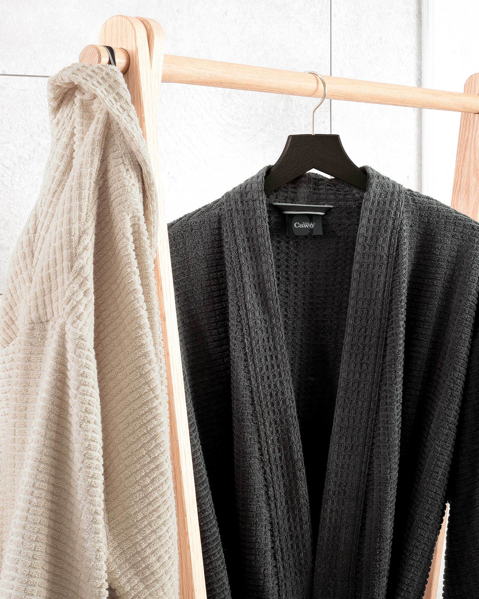 Cawö Bademäntel Herren Kimono PURE Elements 6526 travertin - 366