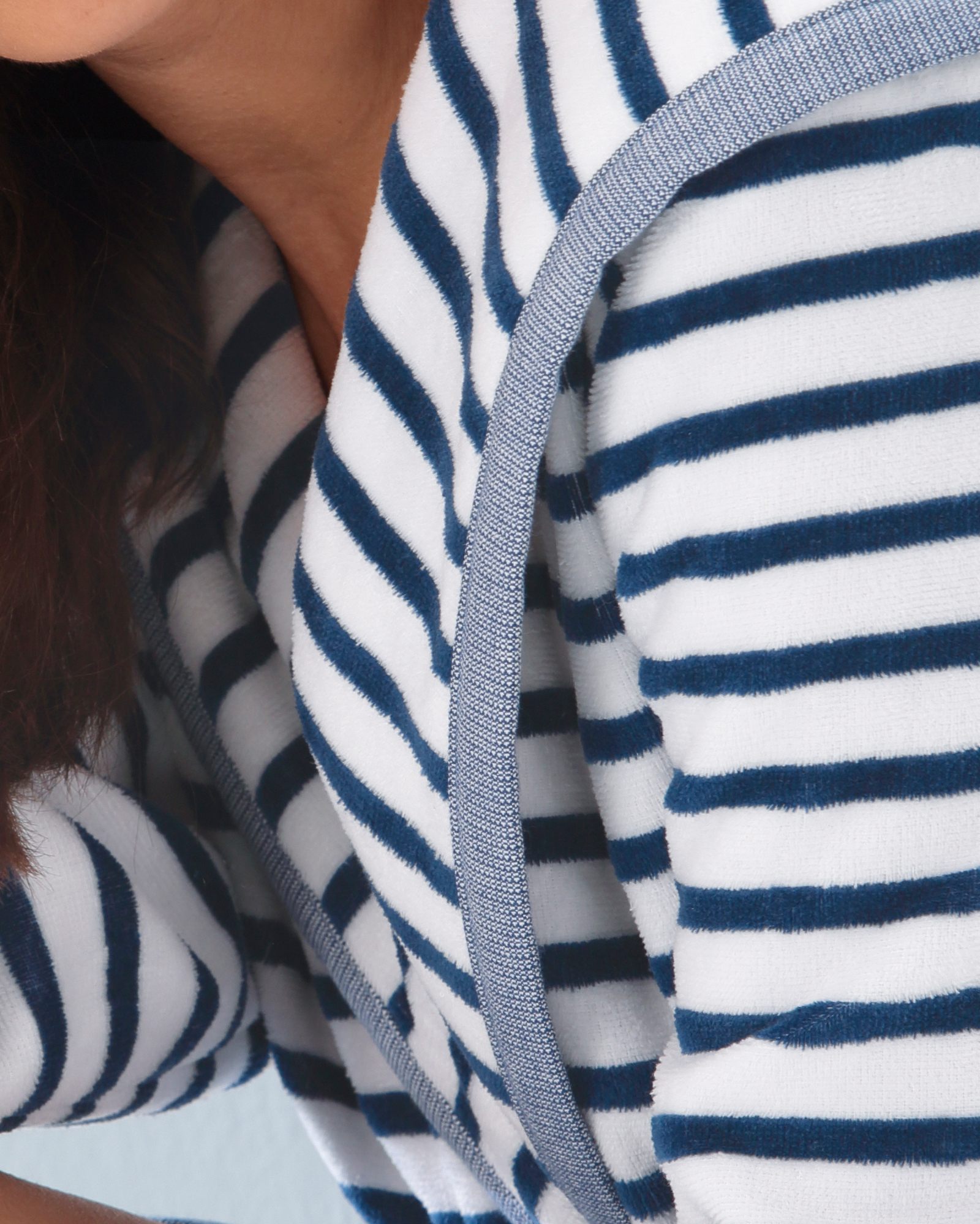 Cawö - Damen Bademantel Kapuze Breton 6596 - Farbe: navy - 16 - S