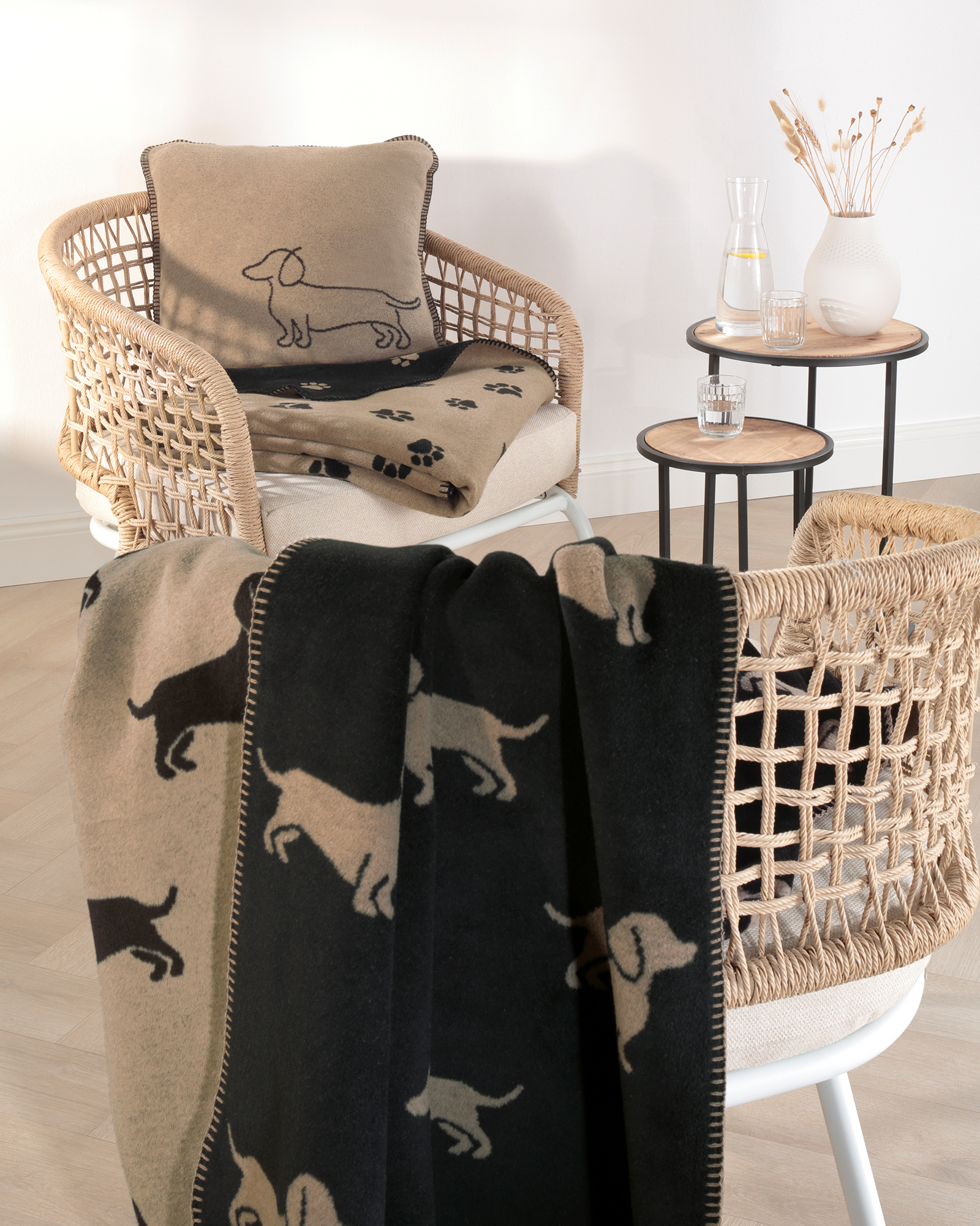 Cawö Home Geschirrtücher Cuisine WE LOVE DOGS Companion 6248 schwarz/beige - 93 - 50x70 cm