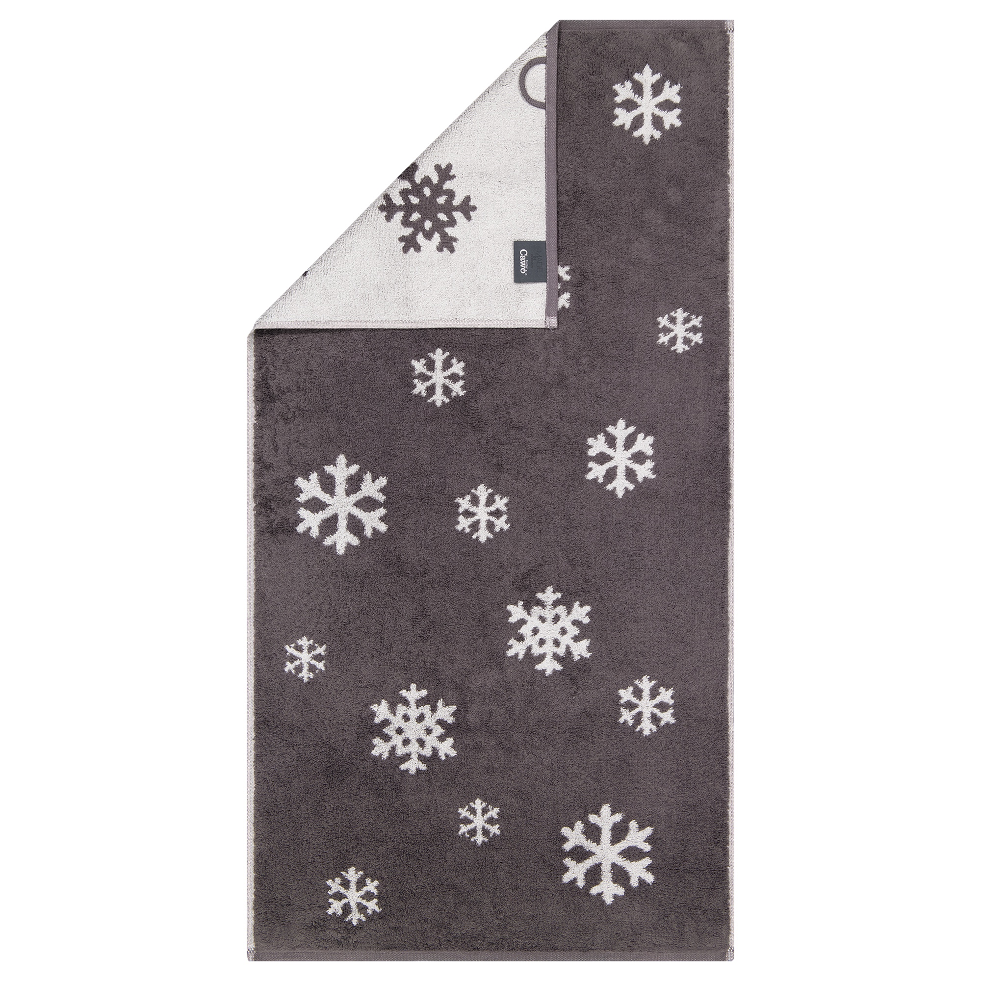 Cawö Handtücher WINTER EDITION Schneekristalle 6270 basalt/platin - 77