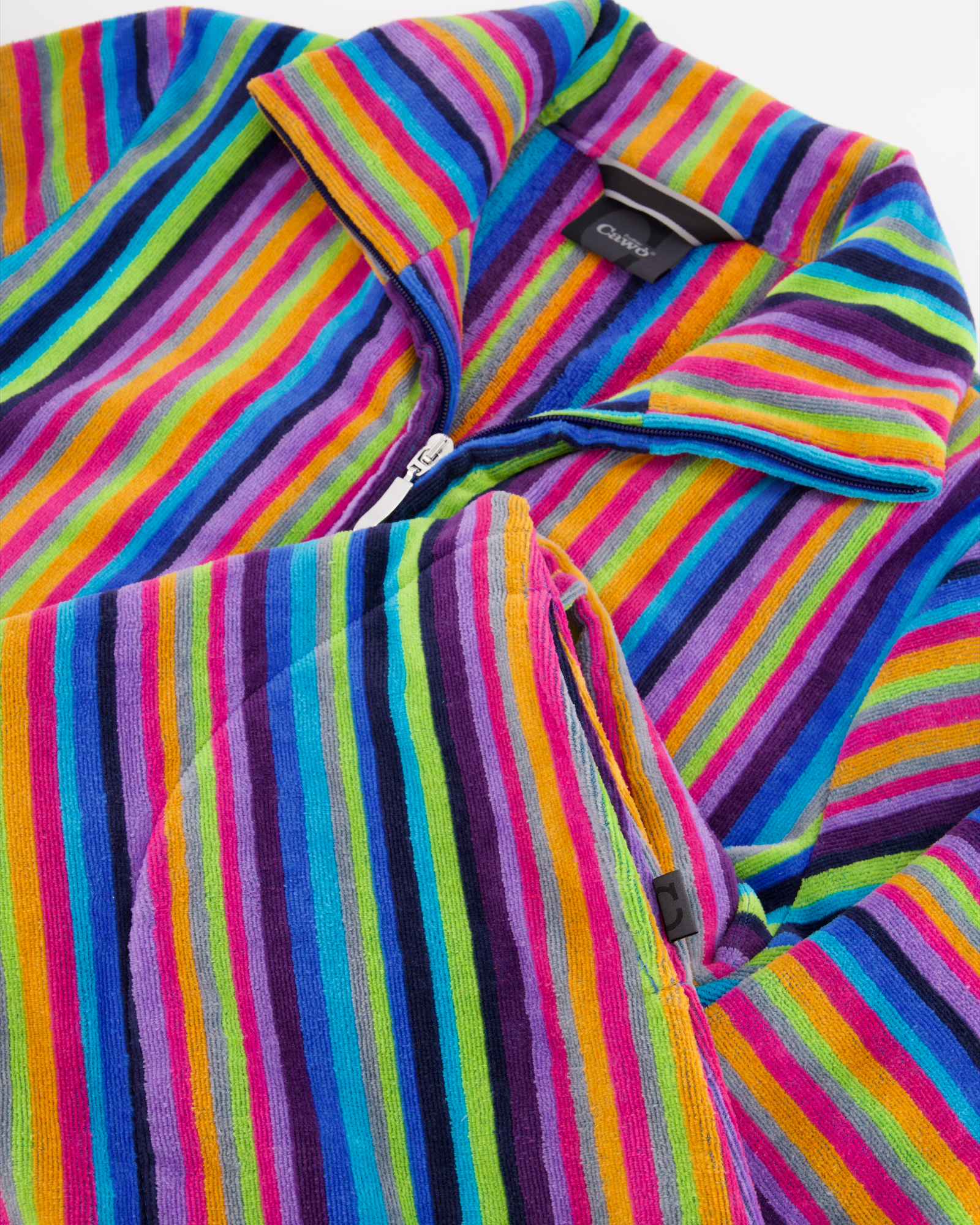 Cawö - Damen Bademantel Leichtvelours - 2-Wege-Reißverschluss 1456 - Farbe: 14 - multicolor - L