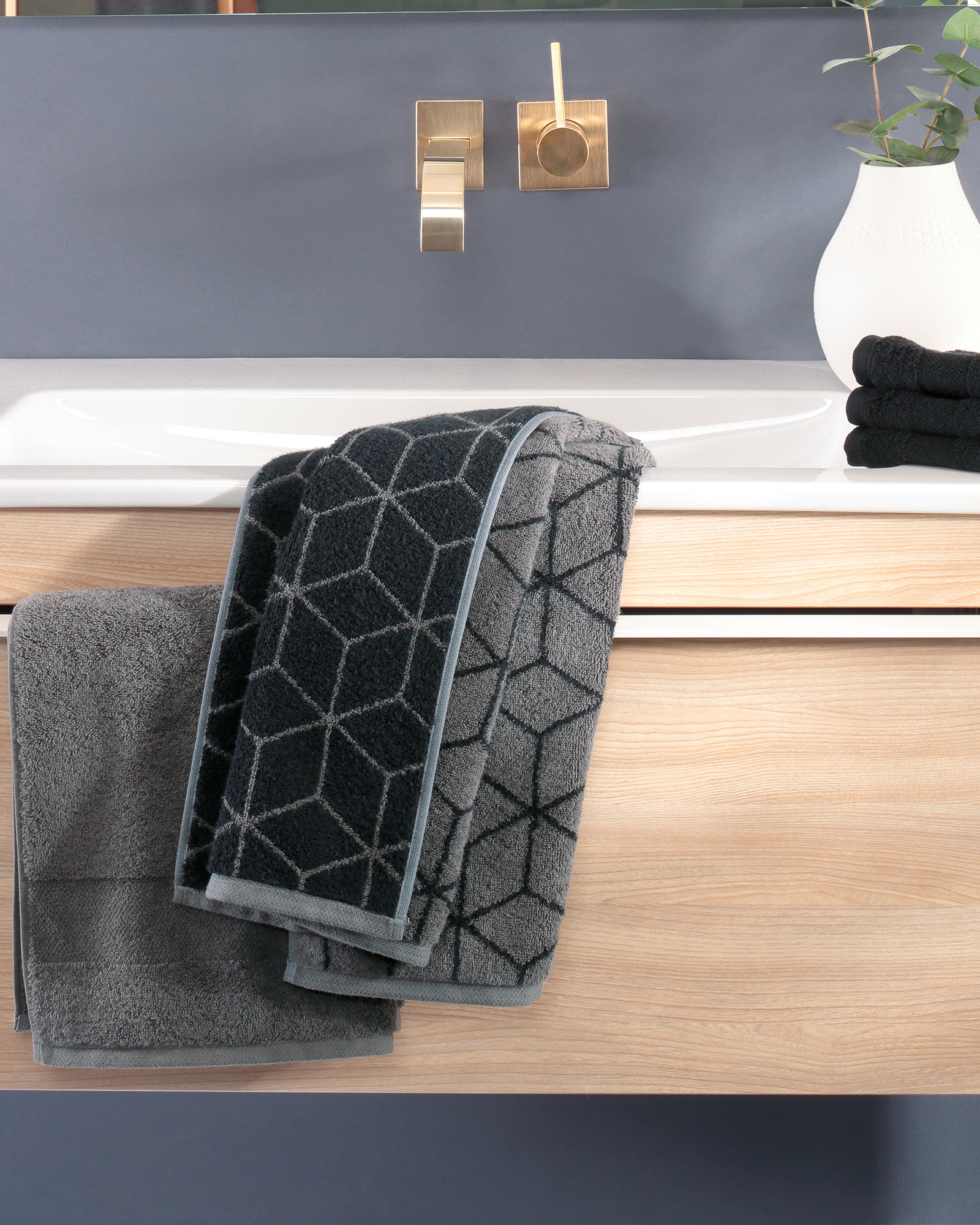 Villeroy & Boch Handtücher Coordinates Carré 2557 - Farbe: graphite - 79 - Duschtuch 80x150 cm