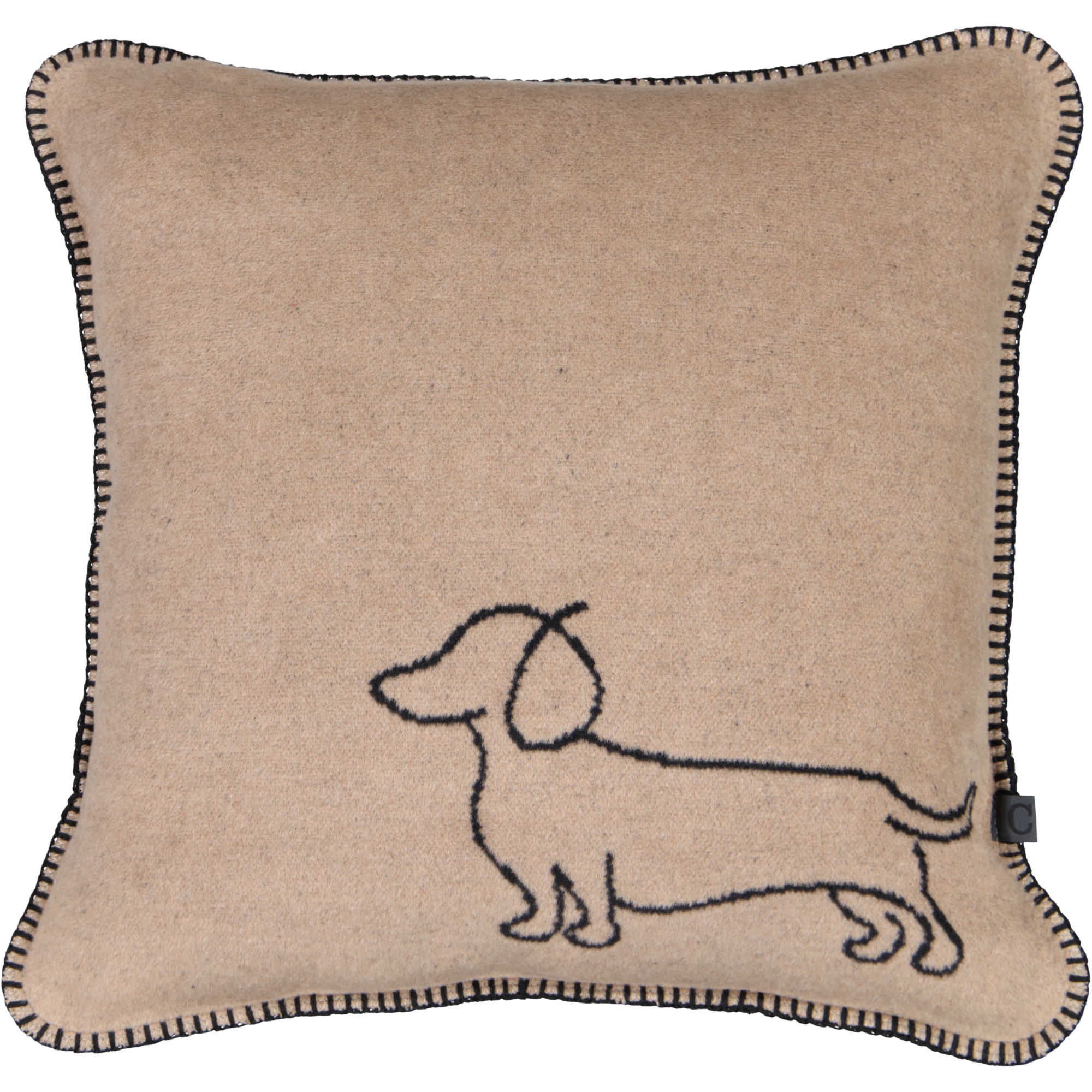 Cawö Kissenhüllen WE LOVE DOGS Companion 62480 schwarz/beige - 93 - 50x50 cm