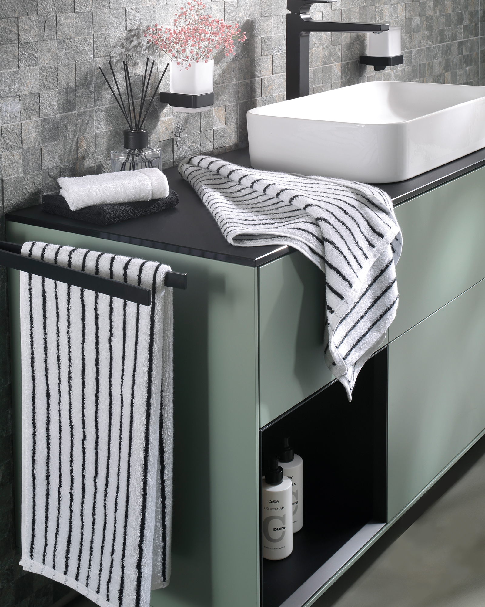 Cawö Handtücher Black&White Ringel 6280 schwarz/weiß - 96