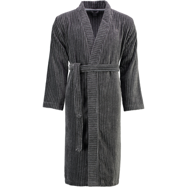 Marc o Polo Bademantel Kimono Velour Stripe - Farbe: Anthracite XL