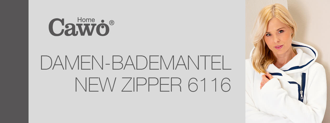 Cawö Damen Bademantel New Zipper RV 6116 - Farbe: platin-navy - 701 XL Detailbild 2